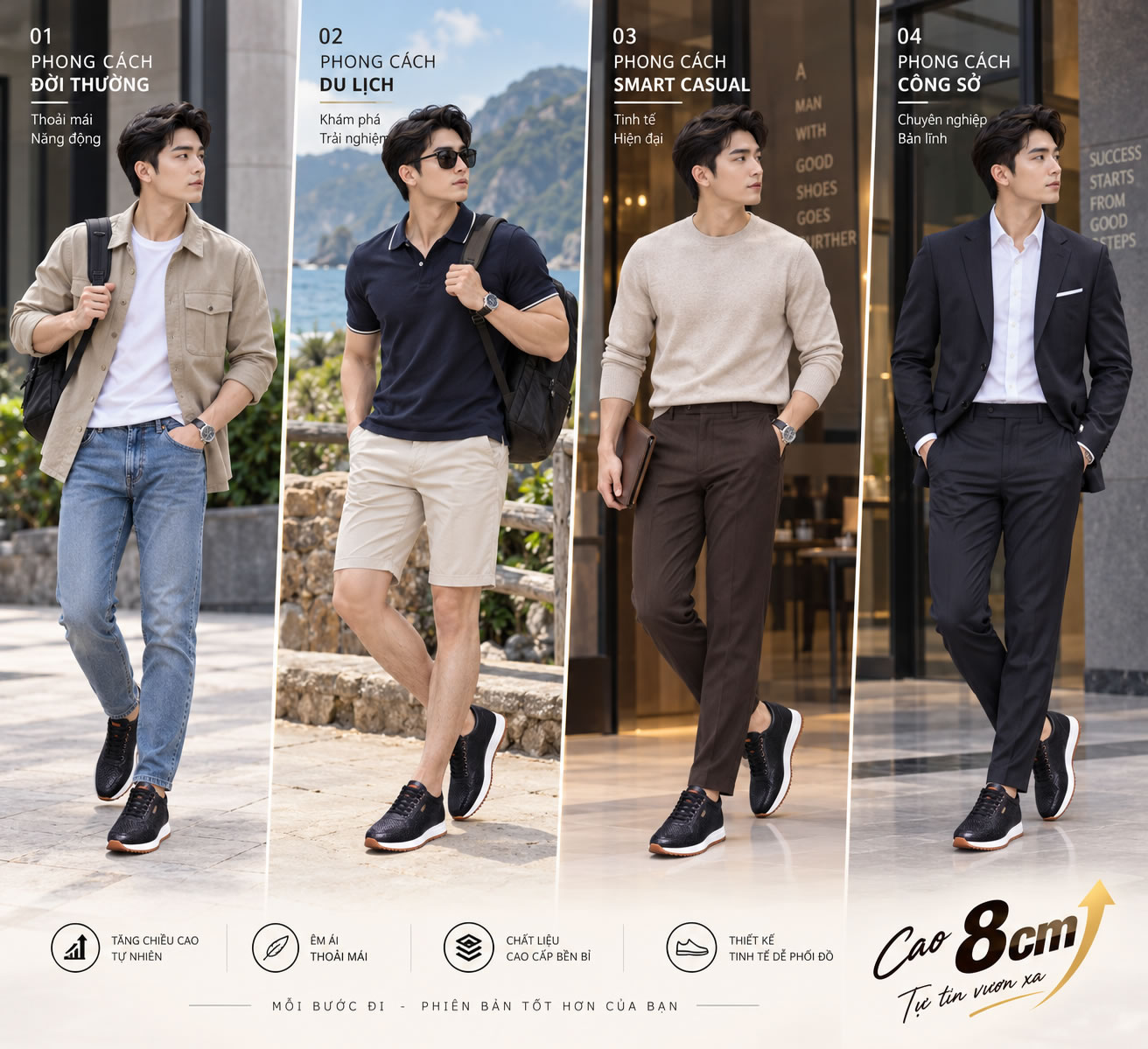 Giày cao nam 8cm da thật cao cấp 5